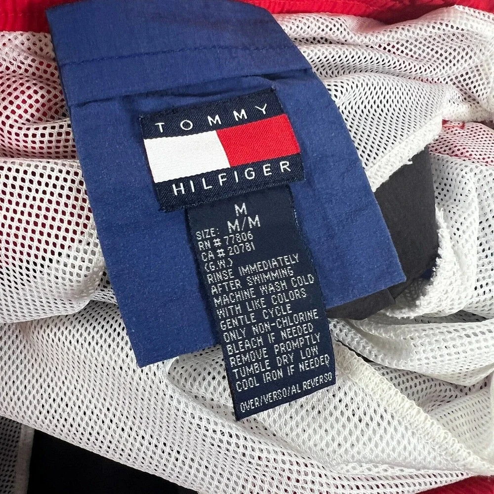 TOMMY HILFIGER Authentic Sailing Gear US/55 Mens Red Blue Swim‎ Shorts Trunks M